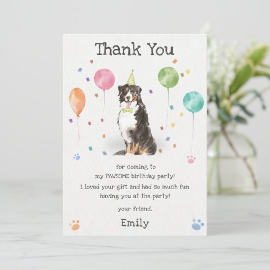 Bernese Berghond Puppy Verjaardag Dank Je Kaart (Staand voorkant)