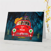 Bernese Berghond Rijdt Auto Griezige Halloween  Kaart (Gele Bloem)