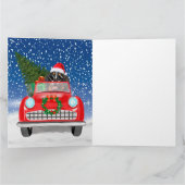 Bernese Berghond Rijdt Auto In Sneeuw Kerstmis Kaart (Binnen)