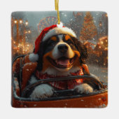 Bernese Berghond Roller Coaster Kerstmis Keramisch Ornament (Voorkant)