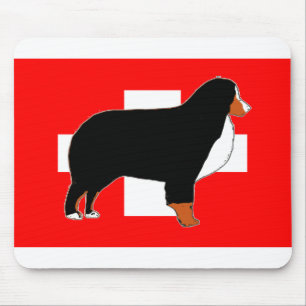 Bernese berghond silhouet op vlag roest muismat