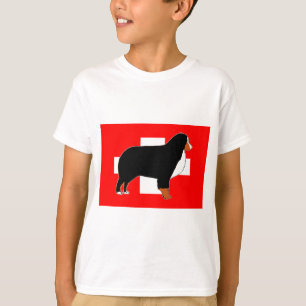 Bernese berghond silhouet op vlag roest t-shirt