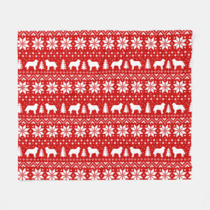 Bernese Berghond Silhouetten Kerstpatroon Fleece Deken