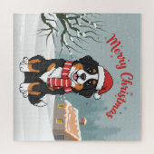 Bernese Berghond Sneeuwige Kerst Doodle Legpuzzel (Horizontaal)