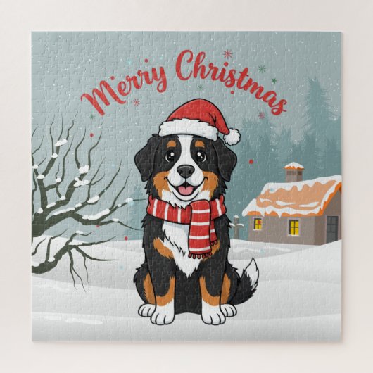 Bernese Berghond Sneeuwige Kerst Doodle Legpuzzel (Verticaal)