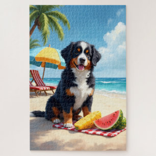Bernese Berghond Strand Picknick Scene Legpuzzel