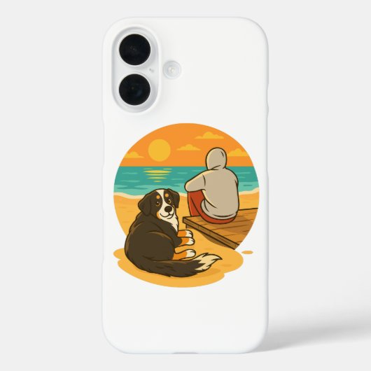 Bernese Berghond Sunset Beach Gezelschap Case-Mate iPhone Case (Achterkant)