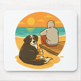 Bernese Berghond Sunset Beach Gezelschap Muismat