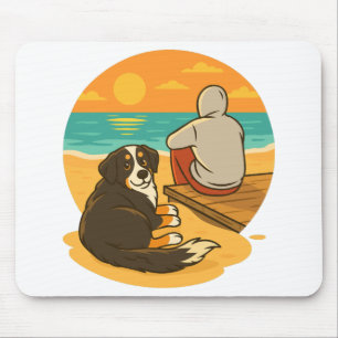 Bernese Berghond Sunset Beach Gezelschap Muismat