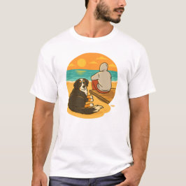 Bernese Berghond Sunset Beach Gezelschap T-shirt