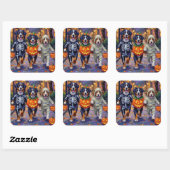 Bernese Berghond Trick-or-Treating op Halloween Vierkante Sticker (Vel)