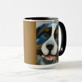 Bernese Berghond | Tweekleurige mok, mok van 15 oz (Voorkant rechts)
