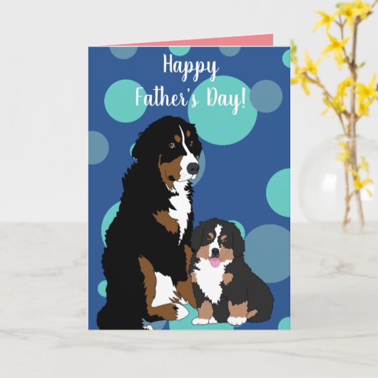 Bernese Berghond Vaderdag Kaart (Gele Bloem)