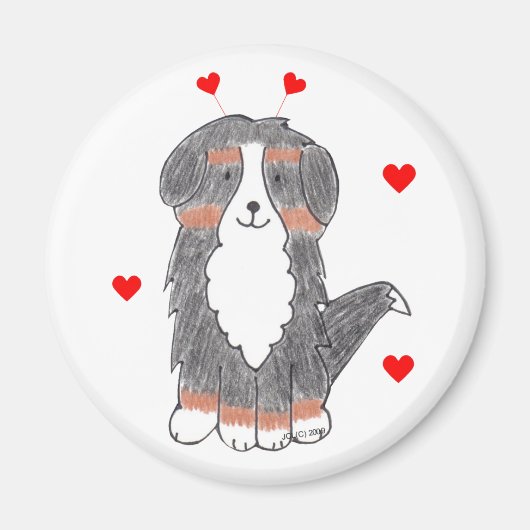 Bernese berghond Valentijn oren Magneet (Voorkant)