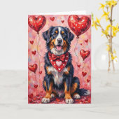 Bernese Berghond Valentijnsdag met Harten Kaart (Gele Bloem)