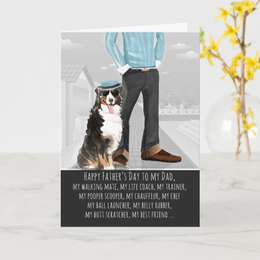 Bernese Berghond van de huisdier Vaderdag Kaart (Gele Bloem)