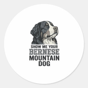 Bernese Berghond Vintage Gravure Shirt Ontwerp Ronde Sticker