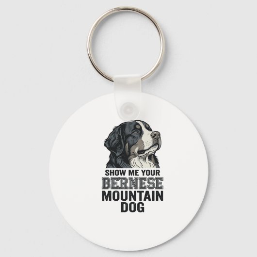 Bernese Berghond Vintage Gravure Shirt Ontwerp Sleutelhanger (Voorkant)
