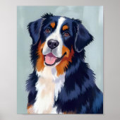 Bernese Berghond | Watercolor Huisdier Poster (Voorkant)