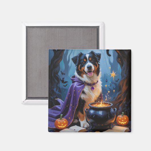 Bernese Berghond Whimsical Halloween Schilderij Magneet (Voorkant / Achterkant)