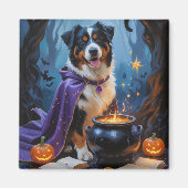 Bernese Berghond Whimsical Halloween Schilderij Magneet (Voorkant)
