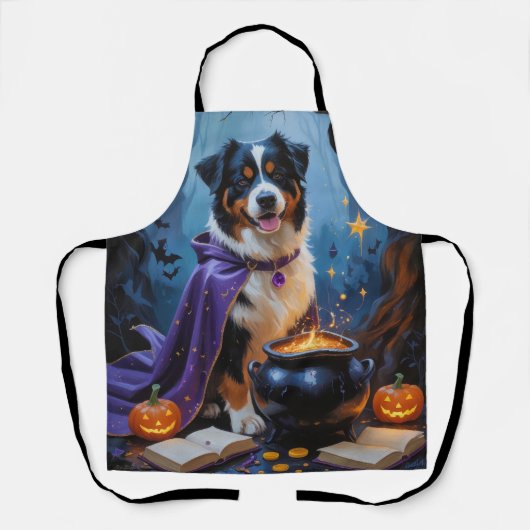 Bernese Berghond Whimsical Halloween Schilderij Schort (Voorkant)