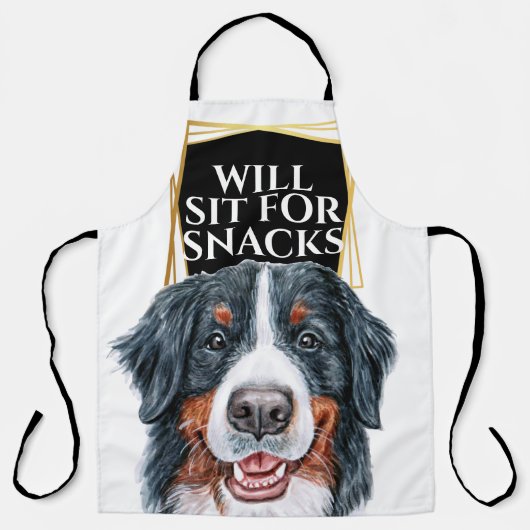 Bernese berghond zit voor snacks waterverf schort (Voorkant)