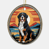 Bernese Berghond Zomerzonsondergang Keramisch Ornament (Links)