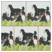 Bernese berghonden in het gras stof (Swatch)