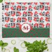 Bernese Bergpatroon Monogram Kerst Hond Theedoek (Gevouwen)