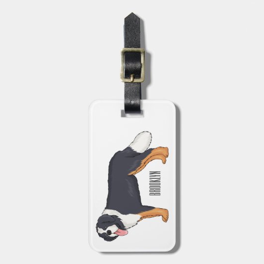 Bernese cartoon van berghond bagagelabel (Voorkant verticaal)