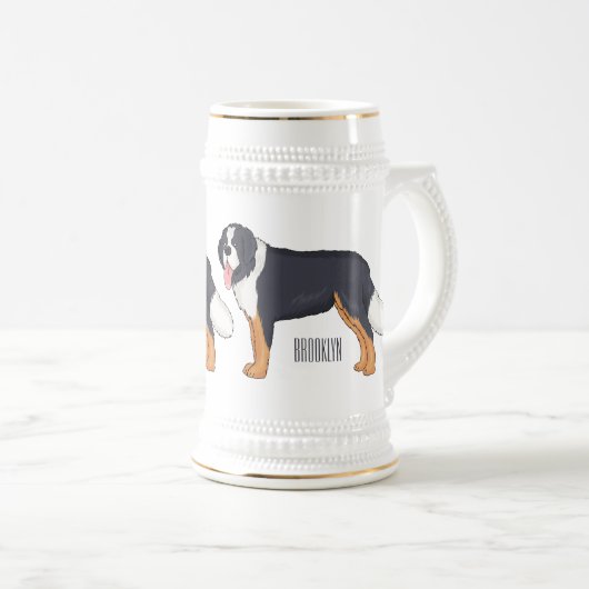 Bernese cartoon van berghond bierpul (Voorkant rechts)