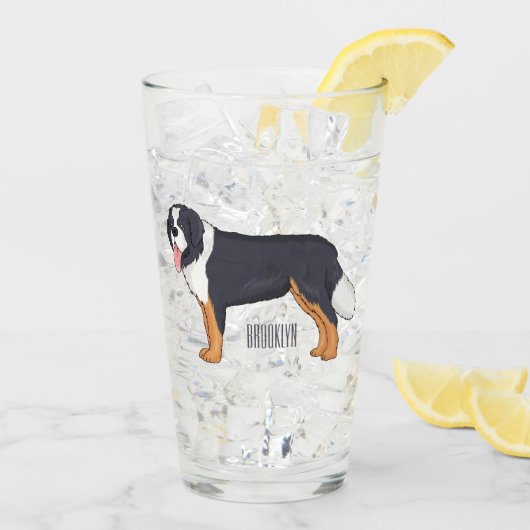 Bernese cartoon van berghond glas (Achterkant ijs)