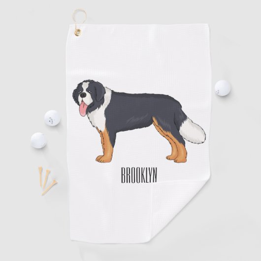Bernese cartoon van berghond golfhanddoek (Insitu)