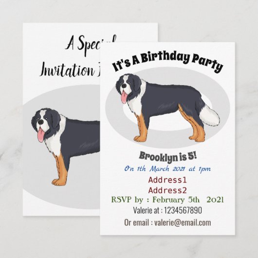 Bernese cartoon van berghond kaart (Voorkant / Achterkant)