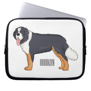 Bernese cartoon van berghond laptop sleeve