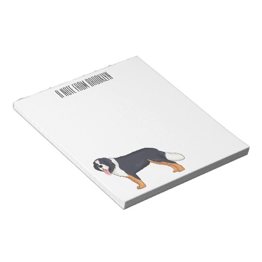 Bernese cartoon van berghond notitieblok (Schuin)