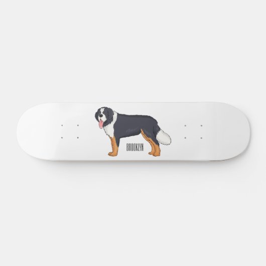 Bernese cartoon van berghond persoonlijk skateboard (Horizontaal)