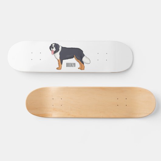 Bernese cartoon van berghond persoonlijk skateboard (Horizontaal)