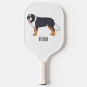Bernese cartoon van berghond pickleball paddle (Achterkant)