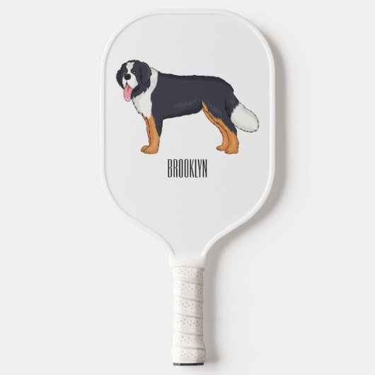 Bernese cartoon van berghond pickleball paddle (Voorkant)