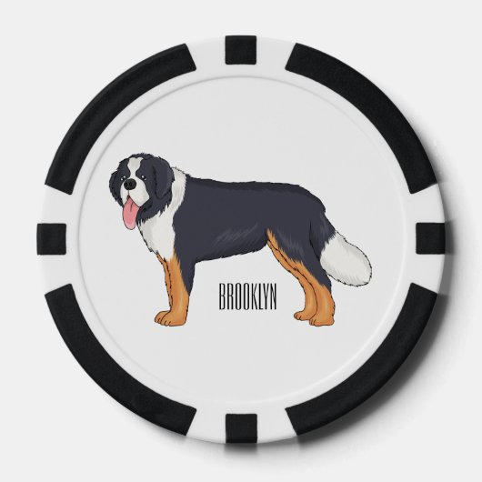 Bernese cartoon van berghond poker chips (Voorkant)