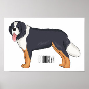 Bernese cartoon van berghond poster