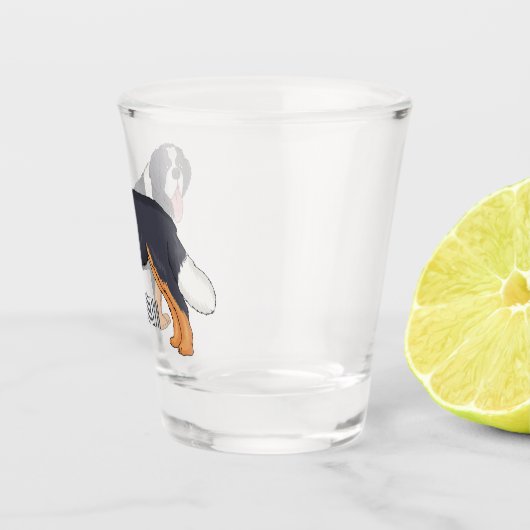 Bernese cartoon van berghond shot glas (Rechts)