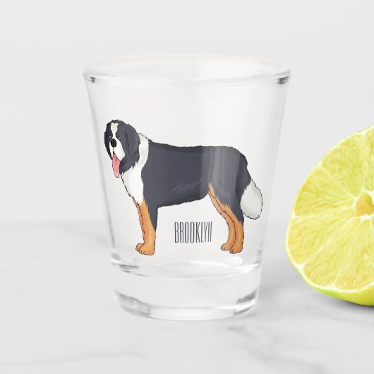 Bernese cartoon van berghond shot glas (Voorkant)