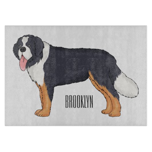 Bernese cartoon van berghond snijplank (Voorkant)