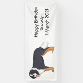 Bernese cartoon van berghond spandoek (Verticaal)
