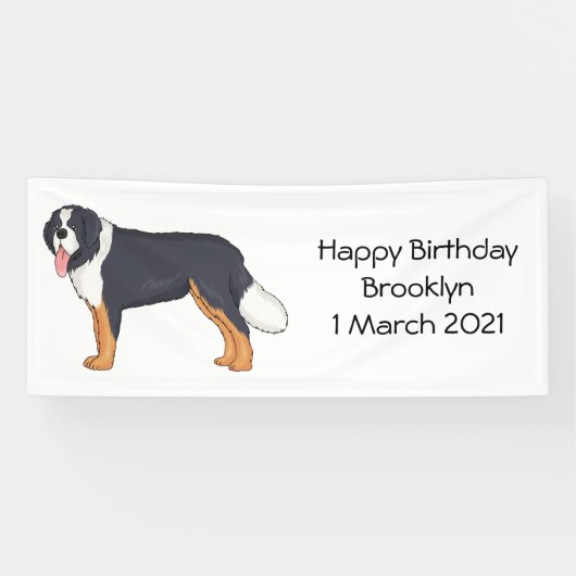 Bernese cartoon van berghond spandoek (Horizontaal)