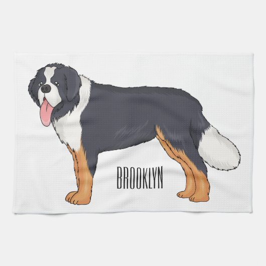 Bernese cartoon van berghond theedoek (Horizontaal)