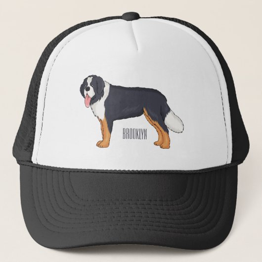 Bernese cartoon van berghond trucker pet (Voorkant)